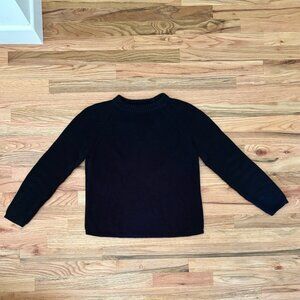 Pura Cashmere Black COTTON Fisherman Crew sweater Small